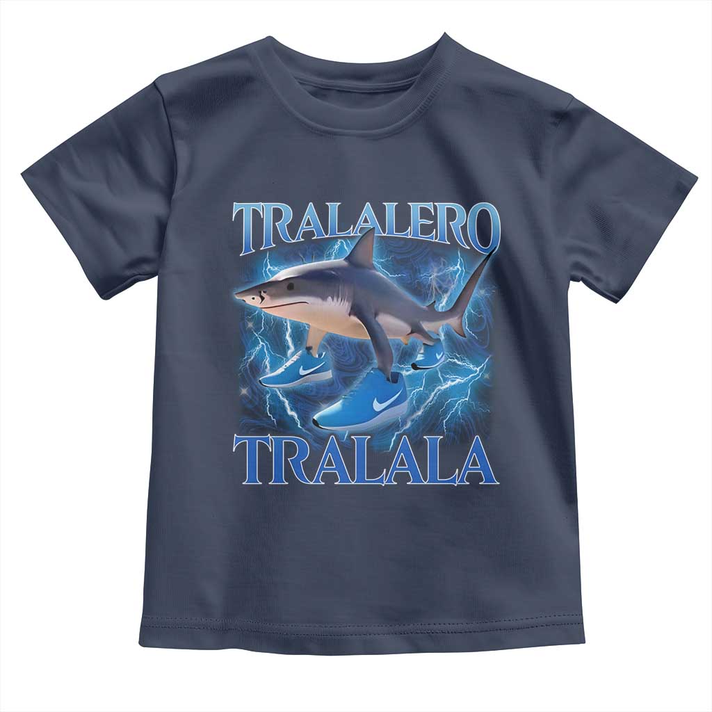 Tralalero Tralala Shark Toddler T Shirt Funny Internet Brainrot Memes Gen Alpha TS10 Navy Print Your Wear