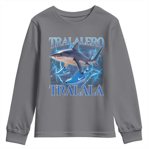Tralalero Tralala Shark Youth Sweatshirt Funny Internet Brainrot Memes Gen Alpha TS10 Charcoal Print Your Wear