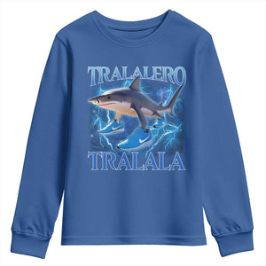 Tralalero Tralala Shark Youth Sweatshirt Funny Internet Brainrot Memes Gen Alpha TS10 Royal Blue Print Your Wear