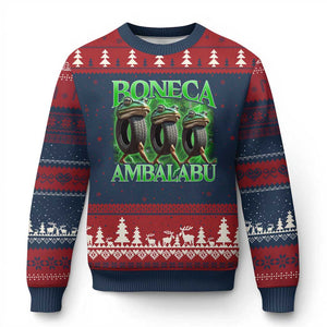 Boneca Ambalabu Frog Ugly Christmas Sweater Funny Internet Brainrot Memes Gen Alpha TS10 Navy Red Print Your Wear