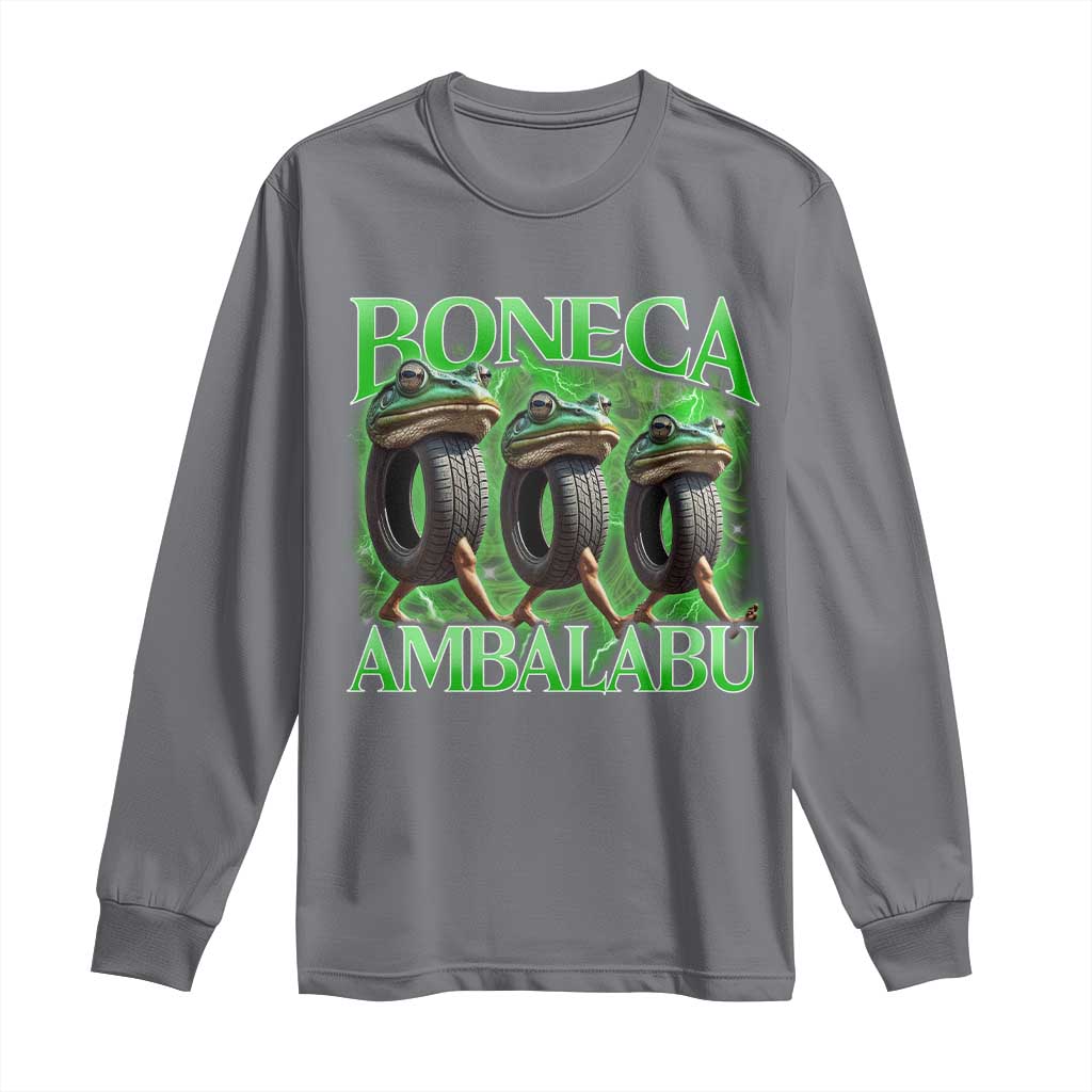 Boneca Ambalabu Frog Long Sleeve Shirt Funny Internet Brainrot Memes Gen Alpha TS10 Charcoal Print Your Wear