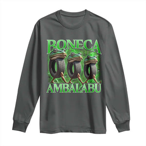 Boneca Ambalabu Frog Long Sleeve Shirt Funny Internet Brainrot Memes Gen Alpha TS10 Dark Heather Print Your Wear
