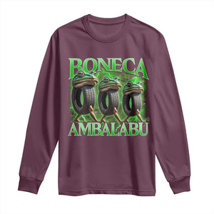 Boneca Ambalabu Frog Long Sleeve Shirt Funny Internet Brainrot Memes Gen Alpha TS10 Maroon Print Your Wear