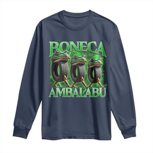 Boneca Ambalabu Frog Long Sleeve Shirt Funny Internet Brainrot Memes Gen Alpha TS10 Navy Print Your Wear