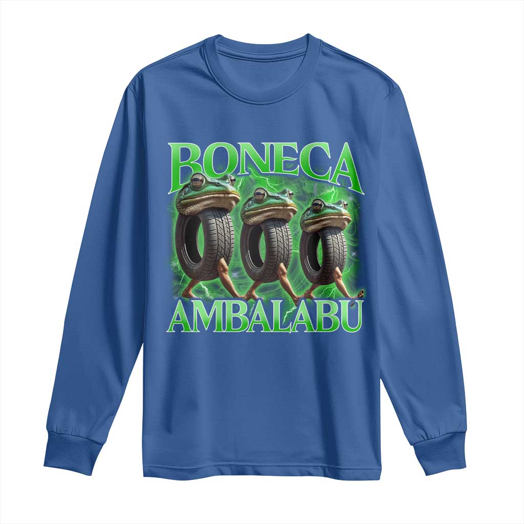 Boneca Ambalabu Frog Long Sleeve Shirt Funny Internet Brainrot Memes Gen Alpha TS10 Royal Blue Print Your Wear