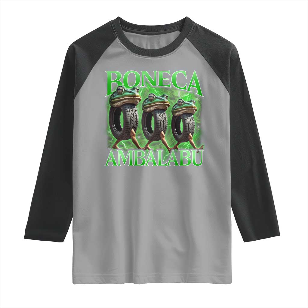 Boneca Ambalabu Frog Raglan Shirt Funny Internet Brainrot Memes Gen Alpha TS10 Sport Gray Black Print Your Wear