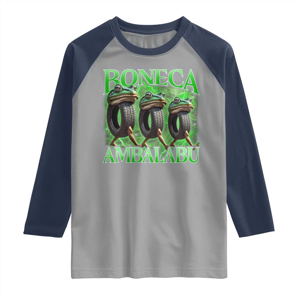 Boneca Ambalabu Frog Raglan Shirt Funny Internet Brainrot Memes Gen Alpha TS10 Sport Gray Navy Print Your Wear