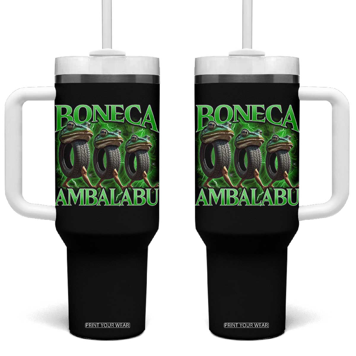Boneca Ambalabu Frog Tumbler With Handle Funny Internet Brainrot Memes Gen Alpha TS10 One Size: 40 oz Black Print Your Wear