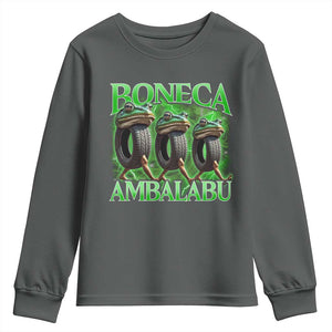 Boneca Ambalabu Frog Youth Sweatshirt Funny Internet Brainrot Memes Gen Alpha TS10 Dark Heather Print Your Wear