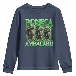 Boneca Ambalabu Frog Youth Sweatshirt Funny Internet Brainrot Memes Gen Alpha TS10 Navy Print Your Wear