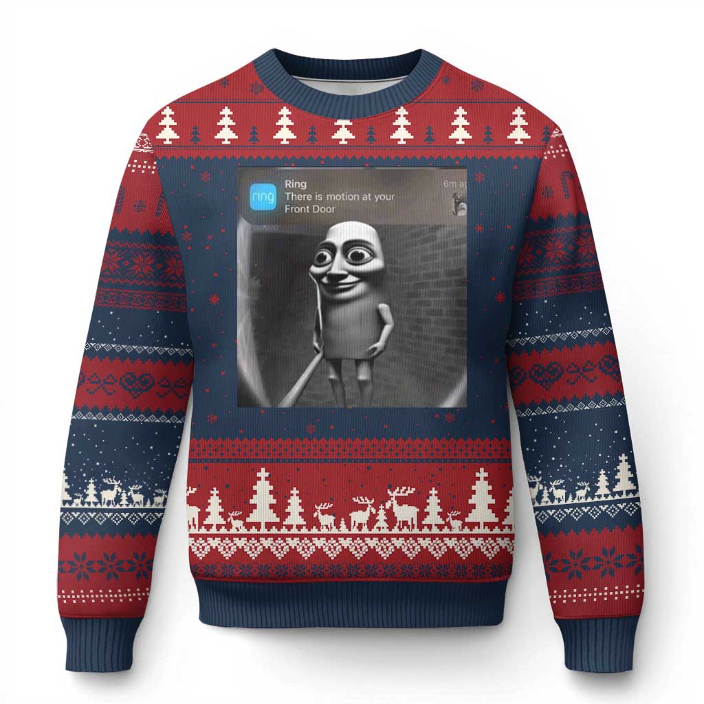 Italian Brainrot Tung Tung Tung Sahur Ugly Christmas Sweater Internet Memes Ring with Motion TS10 Navy Red Print Your Wear