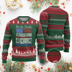 Thomas Jefferson Ugly Christmas Sweater The Greatest Danger To Freedom Patriotic USA Flag TS10 Red Green Print Your Wear