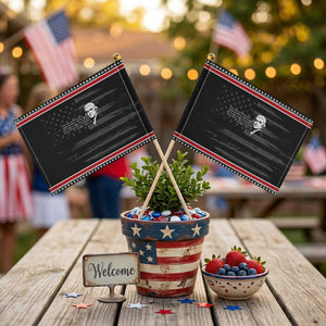 Thomas Jefferson Patriotic Handheld Flag When Governments Fear The People There Is Liberty TS10 Distressed 8.2" × 5.5" Black Red Print Your Wear