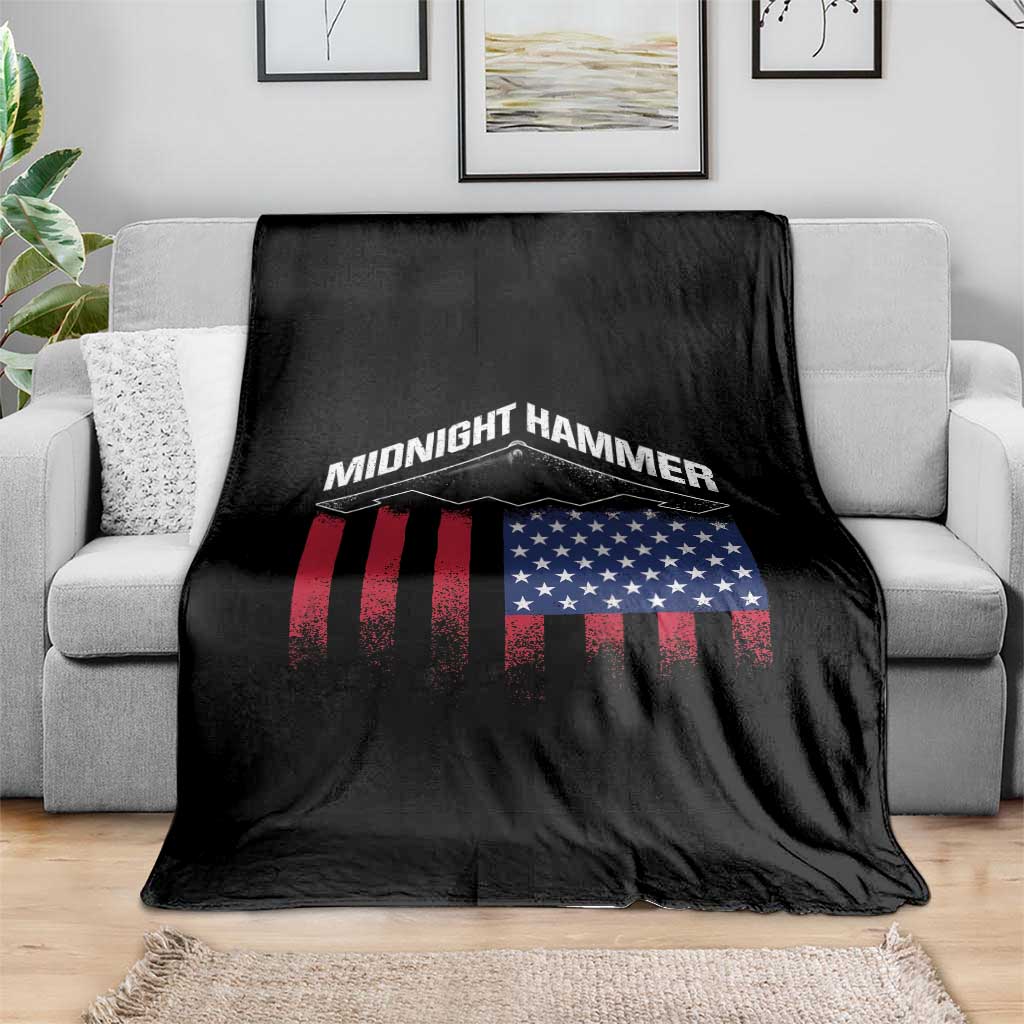 Operation Midnight Hammer Throw Blanket Tactical Warfare Jets Bombers Military American Flag TS10 Print Your Wear