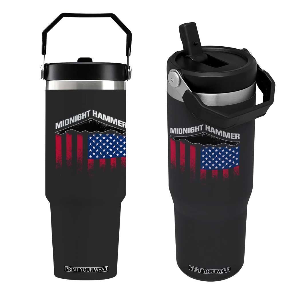 Operation Midnight Hammer Flip Straw Tumbler Tactical Warfare Jets Bombers Military American Flag TS10 One Size: 30 oz Black Print Your Wear