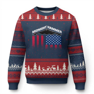 Operation Midnight Hammer Ugly Christmas Sweater Tactical Warfare Jets Bombers Military American Flag TS10 Navy Red Print Your Wear
