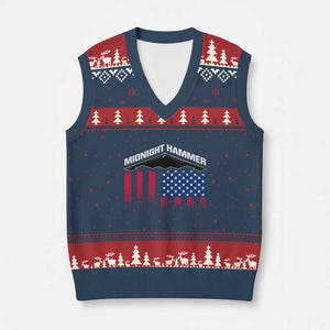 Operation Midnight Hammer V-Neck Knit Sweater Vest Tactical Warfare Jets Bombers Military American Flag TS10 Navy Red Print Your Wear
