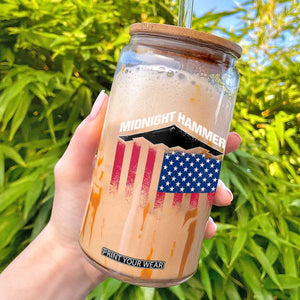 Operation Midnight Hammer Glass Can Tactical Warfare Jets Bombers Military American Flag TS10 Black Print Your Wear