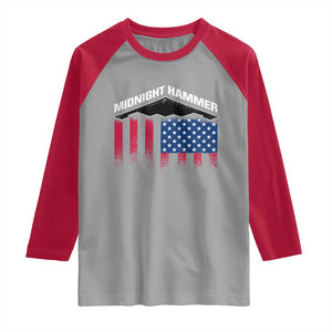 Operation Midnight Hammer Raglan Shirt Tactical Warfare Jets Bombers Military American Flag TS10 Sport Gray Red Print Your Wear