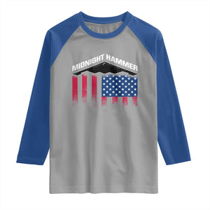 Operation Midnight Hammer Raglan Shirt Tactical Warfare Jets Bombers Military American Flag TS10 Sport Gray Royal Print Your Wear