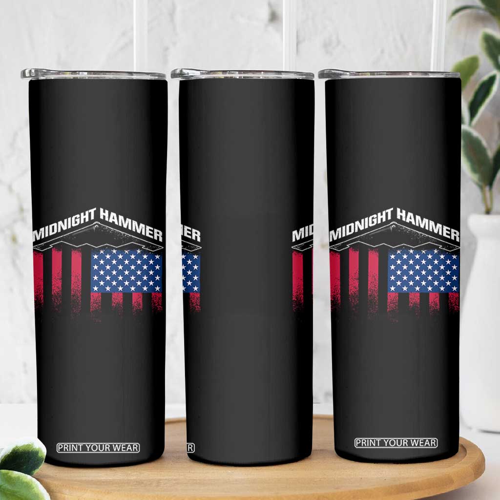 Operation Midnight Hammer Skinny Tumbler Tactical Warfare Jets Bombers Military American Flag TS10 Print Your Wear