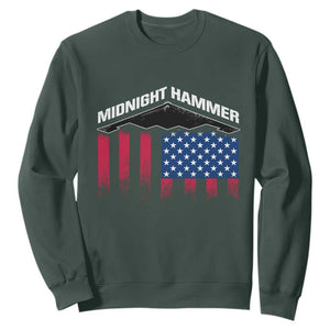 Operation Midnight Hammer Sweatshirt Tactical Warfare Jets Bombers Military American Flag TS10 Dark Forest Green Print Your Wear