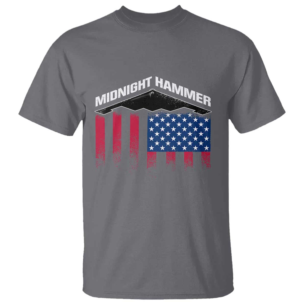 Operation Midnight Hammer T Shirt Tactical Warfare Jets Bombers Military American Flag TS10 Charcoal Print Your Wear