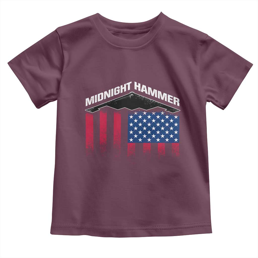Operation Midnight Hammer Toddler T Shirt Tactical Warfare Jets Bombers Military American Flag TS10 Maroon Print Your Wear