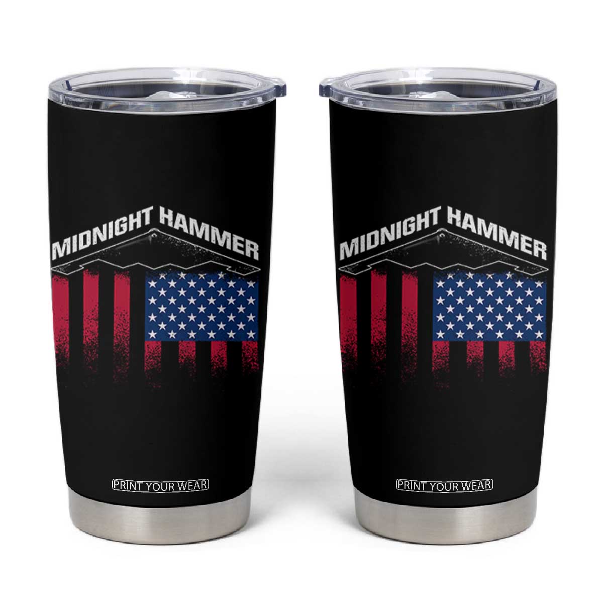 Operation Midnight Hammer Tumbler Cup Tactical Warfare Jets Bombers Military American Flag TS10 Black Print Your Wear