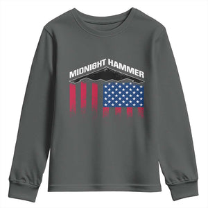 Operation Midnight Hammer Youth Sweatshirt Tactical Warfare Jets Bombers Military American Flag TS10 Dark Heather Print Your Wear