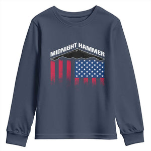 Operation Midnight Hammer Youth Sweatshirt Tactical Warfare Jets Bombers Military American Flag TS10 Navy Print Your Wear