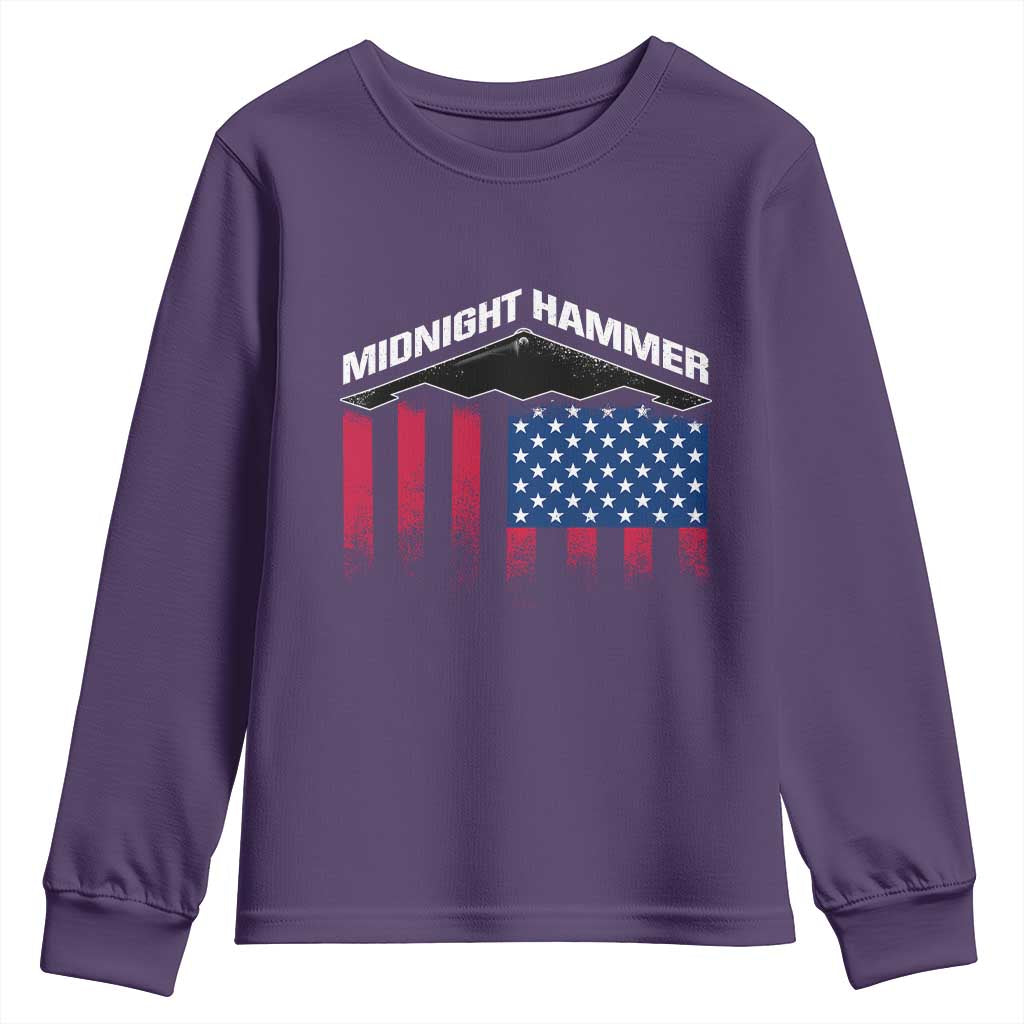 Operation Midnight Hammer Youth Sweatshirt Tactical Warfare Jets Bombers Military American Flag TS10 Purple Print Your Wear