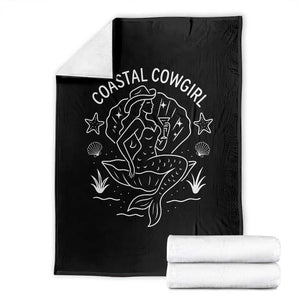 Coastal Cowgirl Throw Blanket Mermaid Rodeo Western Beach TS10 Black Print Your Wear