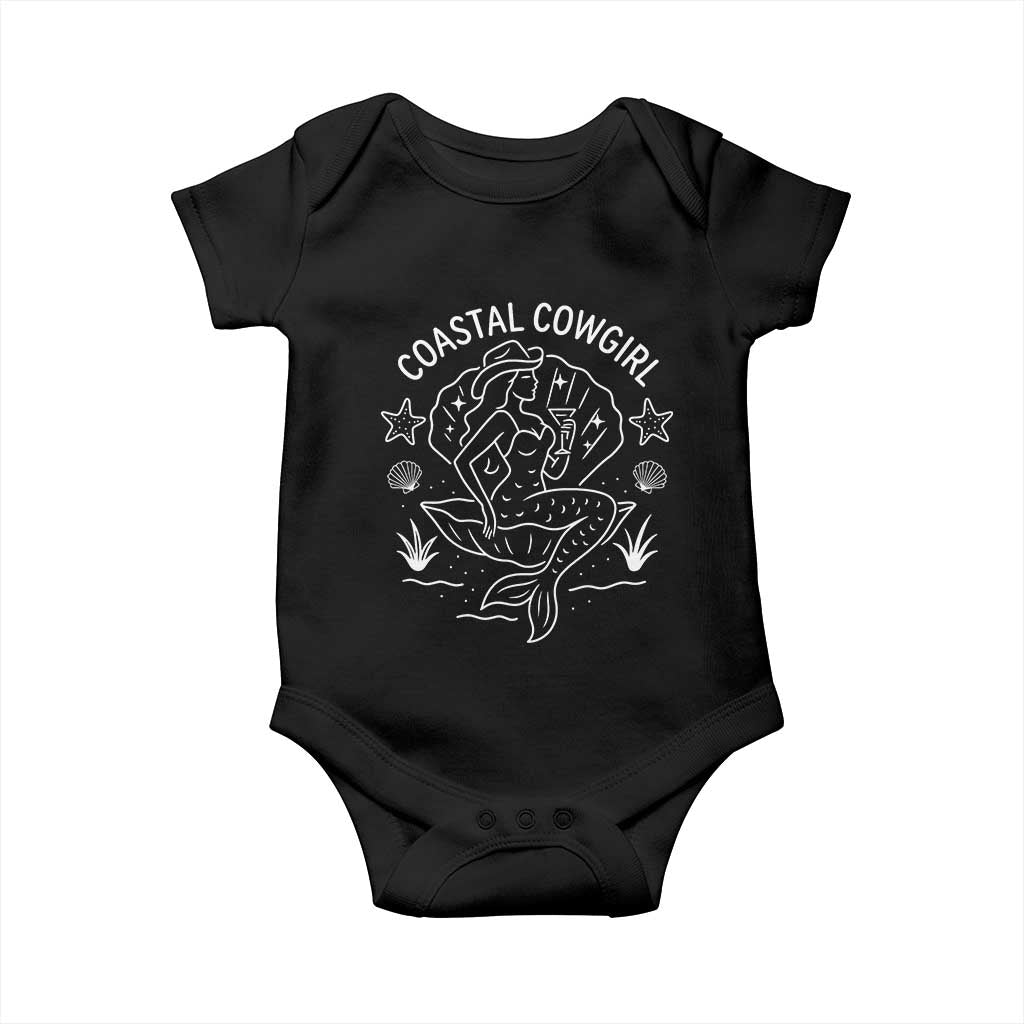 Coastal Cowgirl Baby Onesie Mermaid Rodeo Western Beach TS10 Black Print Your Wear