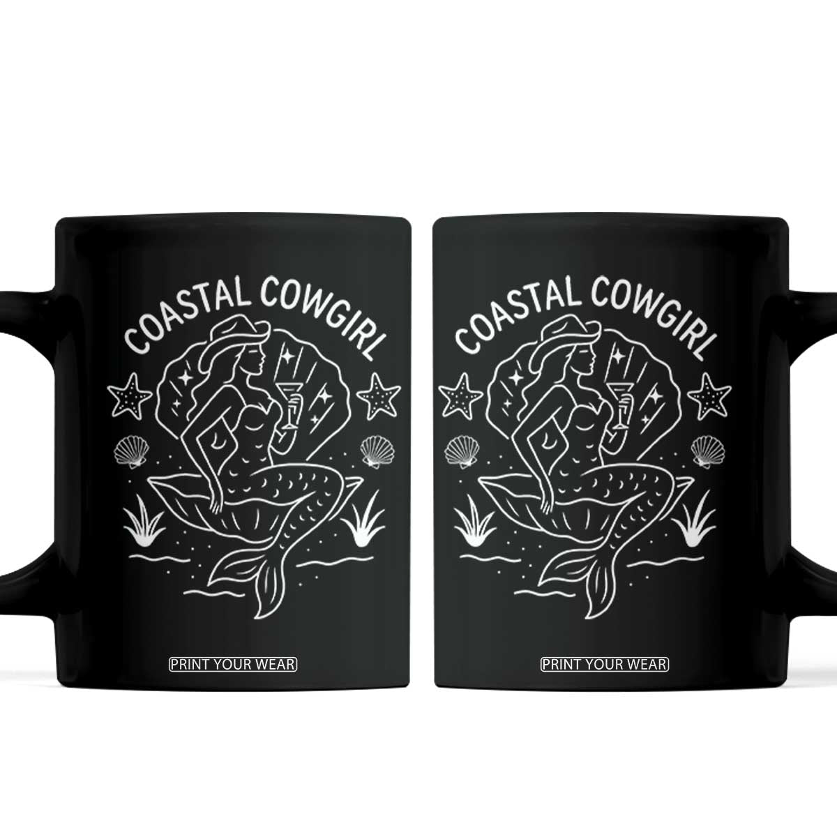 Coastal Cowgirl Coffee Mug Mermaid Rodeo Western Beach TS10 Black Print Your Wear