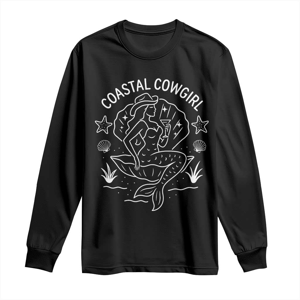 Coastal Cowgirl Long Sleeve Shirt Mermaid Rodeo Western Beach TS10 Black Print Your Wear