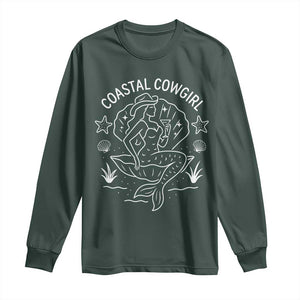 Coastal Cowgirl Long Sleeve Shirt Mermaid Rodeo Western Beach TS10 Dark Forest Green Print Your Wear