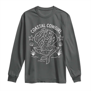 Coastal Cowgirl Long Sleeve Shirt Mermaid Rodeo Western Beach TS10 Dark Heather Print Your Wear