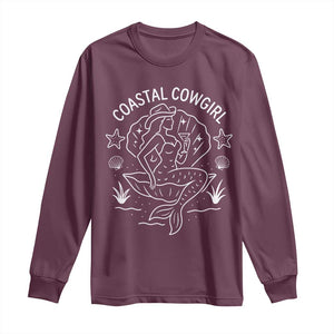 Coastal Cowgirl Long Sleeve Shirt Mermaid Rodeo Western Beach TS10 Maroon Print Your Wear