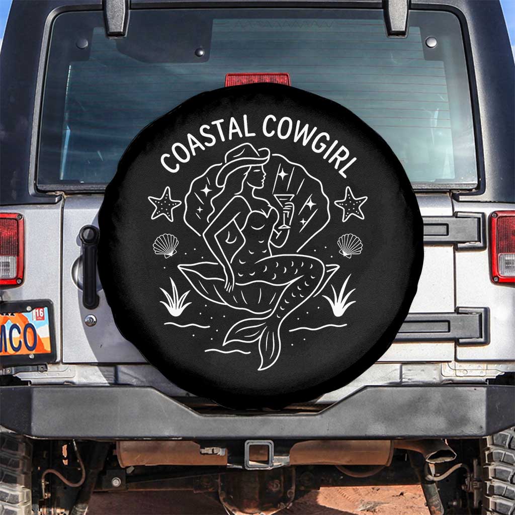 Coastal Cowgirl Spare Tire Cover Mermaid Rodeo Western Beach TS10 No hole Black Print Your Wear