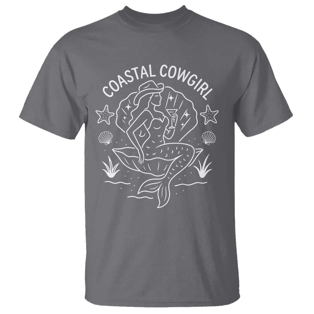 Coastal Cowgirl T Shirt Mermaid Rodeo Western Beach TS10 Charcoal Print Your Wear