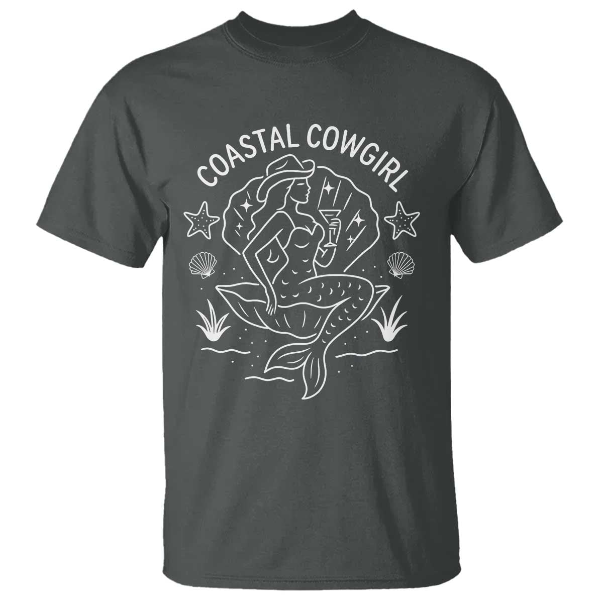Coastal Cowgirl T Shirt Mermaid Rodeo Western Beach TS10 Dark Heather Print Your Wear