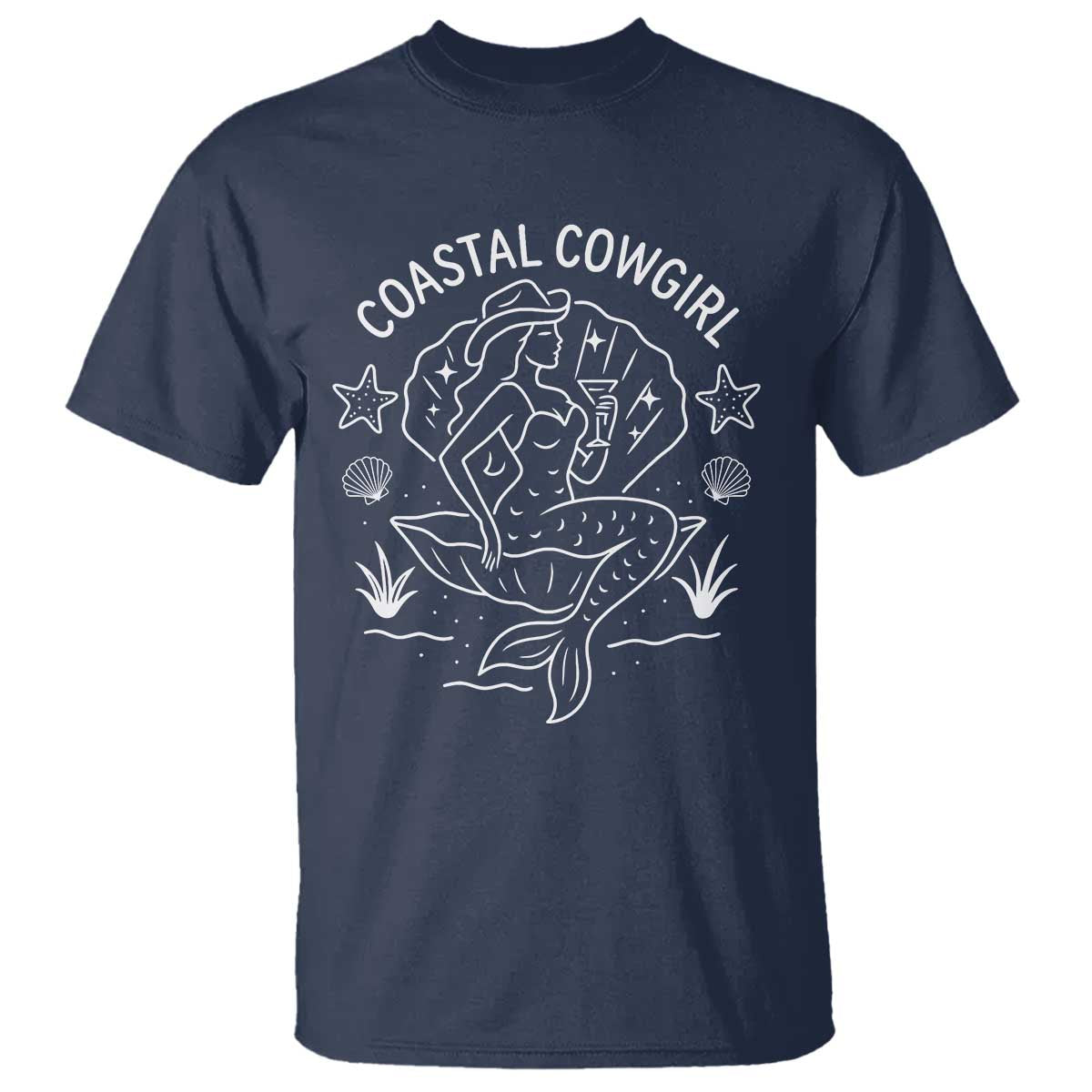Coastal Cowgirl T Shirt Mermaid Rodeo Western Beach TS10 Navy Print Your Wear