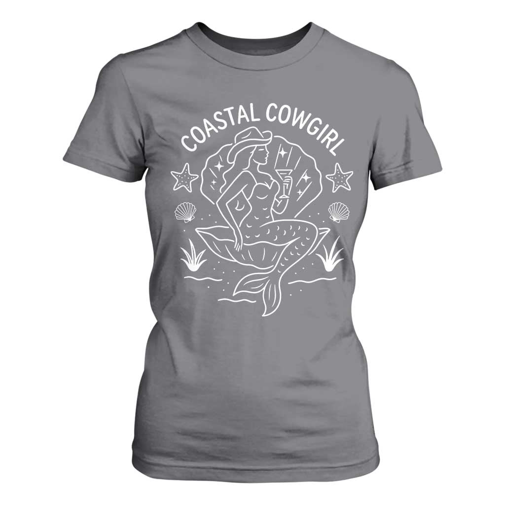 Coastal Cowgirl T Shirt For Women Mermaid Rodeo Western Beach TS10 Charcoal Print Your Wear