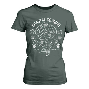 Coastal Cowgirl T Shirt For Women Mermaid Rodeo Western Beach TS10 Dark Forest Green Print Your Wear