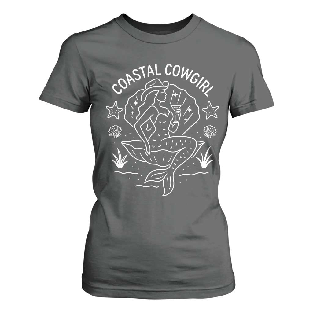 Coastal Cowgirl T Shirt For Women Mermaid Rodeo Western Beach TS10 Dark Heather Print Your Wear
