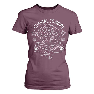 Coastal Cowgirl T Shirt For Women Mermaid Rodeo Western Beach TS10 Maroon Print Your Wear