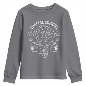 Coastal Cowgirl Youth Sweatshirt Mermaid Rodeo Western Beach TS10 Charcoal Print Your Wear