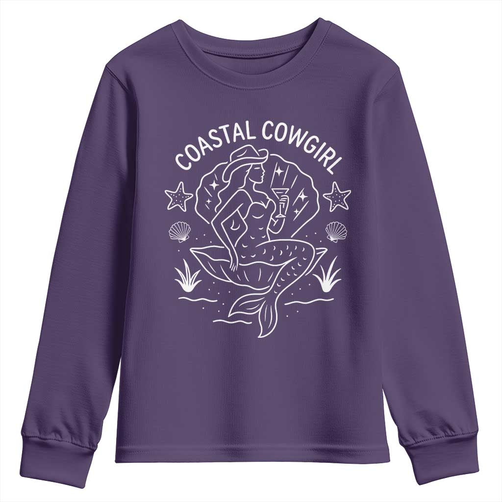 Coastal Cowgirl Youth Sweatshirt Mermaid Rodeo Western Beach TS10 Purple Print Your Wear