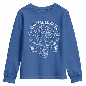 Coastal Cowgirl Youth Sweatshirt Mermaid Rodeo Western Beach TS10 Royal Blue Print Your Wear